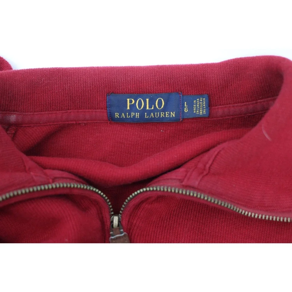 Polo Ralph Lauren Red Quarter-Zip Sweater Large Ribbed Flaw